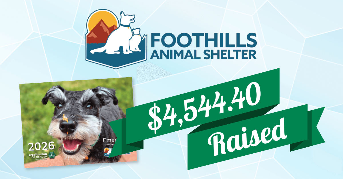 Foothills Animal Shelter. $4,544.40 raised from 2026 Pet Calendar sales.