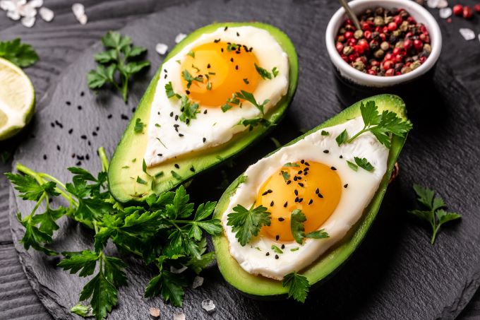 Eggs on avocado