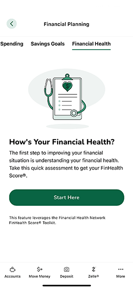 Financial Health shown on digital banking app.
